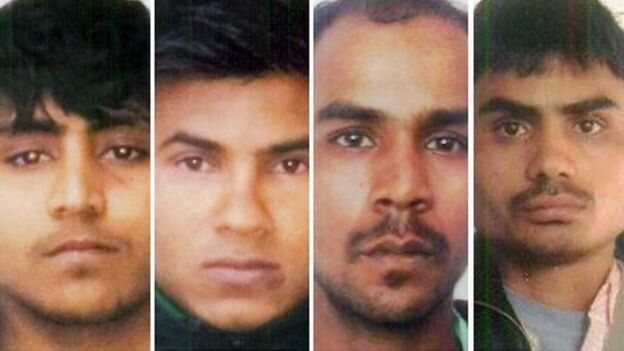 왼쪽부터 범인 비나이 샤르마 (27), 파완 굽타 (25), 무케시 싱(33), 악샤이 타쿠르 (33)