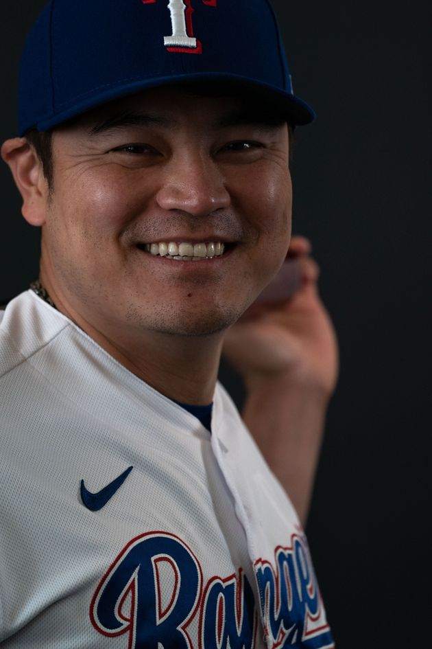 Feb 19, 2020; Surprise, Arizona, USA;  Texas Rangers outfielder Shin-too Choo (17) poses for a photo during spring training media day at Surprise Stadium. Mandatory Credit: Allan Henry-USA TODAY Sports