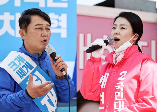 서울 송파구을에 출마한 최재성 민주당 후보(왼쪽)와 배현진 통합당 후보