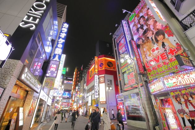 Tokyo Japan - December 12, 2018: Unidentified people visit Kabukicho red light district Shinjuku in Tokyo Japan.