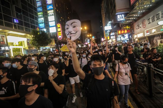 2019년 7월 7일 몽콕지구에서 행진하는 시위대