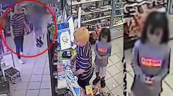 아동학대에 시달리다 탈출한 9살 소녀가 시민에게 구출된 직후 찍힌 편의점 CCTV 화면.