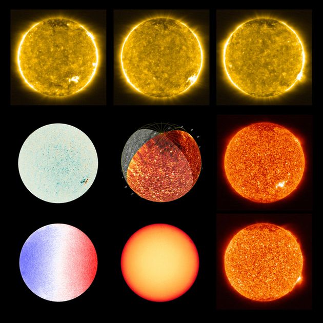 '솔라 오비터'가 태양에 근접하기 시작한 5월과 6월 여러 각도에서 찍은 태양 사진들