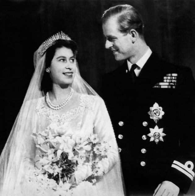 1947년, 엘리자베스 2세 영국 여왕과 필립 공의 결혼식 당시 모습 