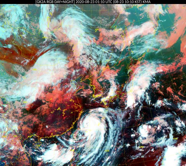 기상청 날씨누리 위성 기본영상에 23일 오전 10시10분 기준 동아시아 RGB 주야간 합성영상