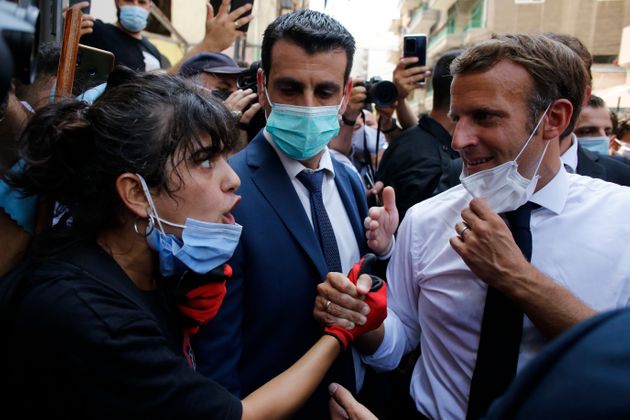 에마뉘엘 마크롱 프랑스 대통령은 외국 정상들 중에서는 처음으로 참사 현장을 방문했고, 피해 복구 지원을 약속했다. 프랑스는 레바논을 식민지배했던 국가다. 베이루트, 레바논. 2020년 8월6일.
