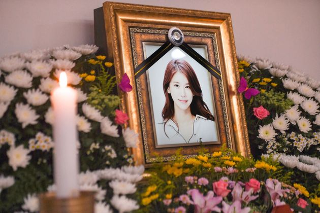 15일 배우 오인혜의 빈소가 마련된 인천 중구 신흥동 인하대학교부속병원 장례식장에 고인의 영정이 놓여져 있다.