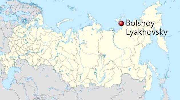 동굴곰 사체가 발견된 볼쇼이-랴코프스키 섬 위치.