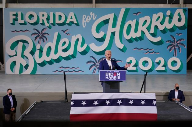 민주당 조 바이든 후보가 유세를 하고 있다. 미라마, 플로리다주. 2020년 10월13일. 