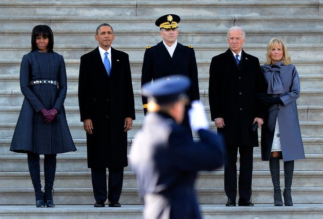 2013년 취임식 때 버락 오바마와 미셸 오바마, 조 바이든 부통령, 질 바이든.