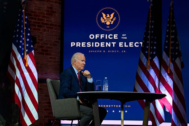 조 바이든 미국 대통령 당선인이 미국시장협의회(USCM) 화상회의를 하고 있다. 2020년 11월23일.