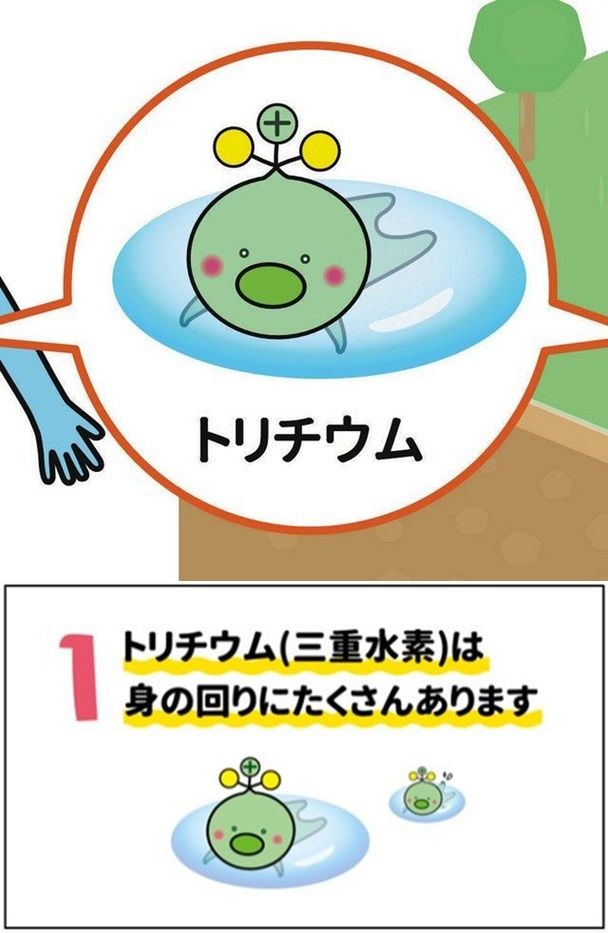 일본 부흥청이 후쿠시마 원전 방사성 오염수 방류를 결정하며 삼중수소를 캐릭터화해 홍보했다.