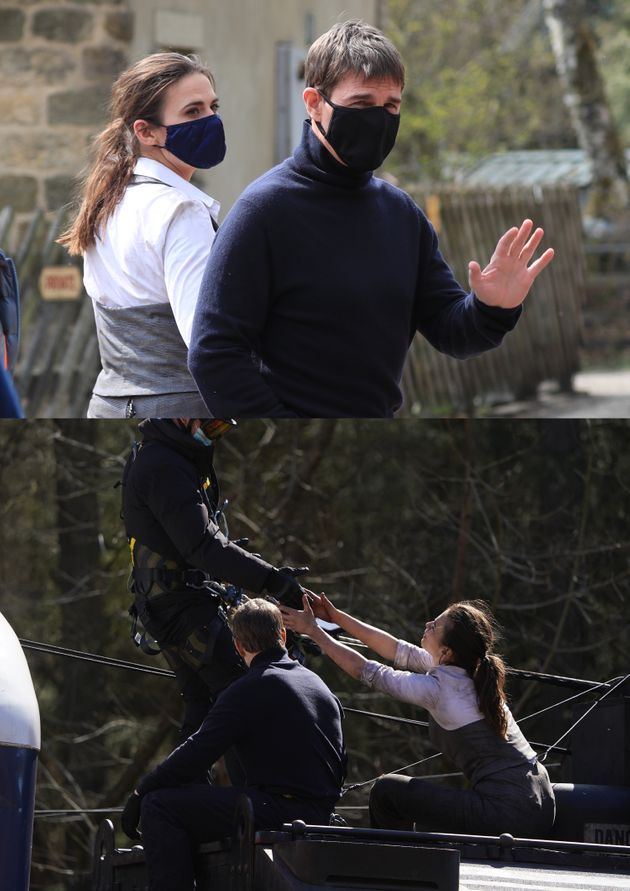'미션 임파서블7' 촬영차 영국의 노스요크셔무어 국립공원에 방문한 톰 크루즈의 모습. 위는 2021년 4월 20일, 아래는 4월 22일