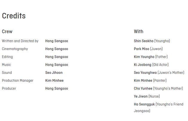 김민희가 크루와 배우에 모두 이름을 올렸다.