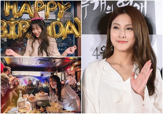 '생각지도 못한 축하에 깜짝 놀람', '축하해준 내 사람들 고맙고 사랑해요' 카라 박규리가 생일파티 인증샷을 올렸다.