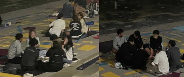 부산 수영구 민락수변공원에서 입장객들이 5인 이상 모여 앉아 있다. 2021.6.5