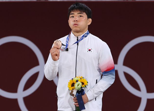 남자 73㎏급 동메달 결정전에서 동메달을 획득한 안창림 선수.