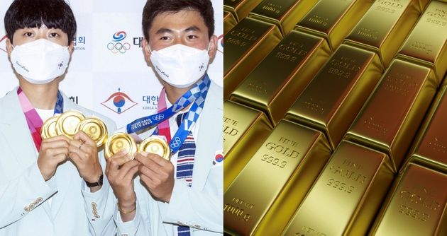 도쿄올림픽 금메달에는 순금 6g이 들어있다.