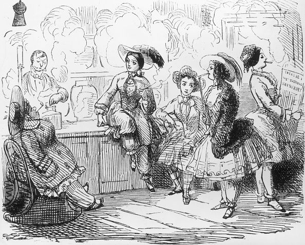 1855경 여성들이 블루머를 입으면서 어떻게 남성화 되었는지를 풍자한 만화.