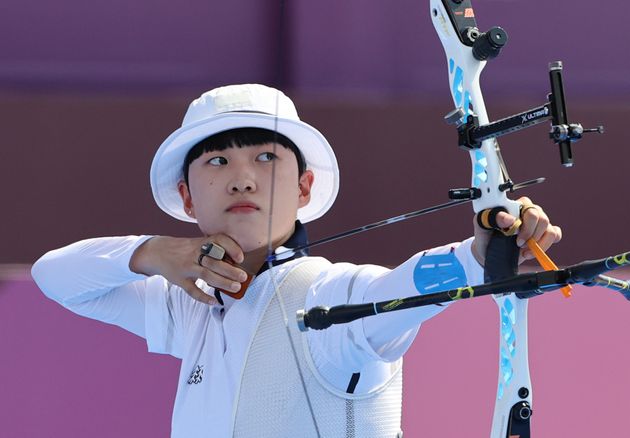 2020 도쿄올림픽에서 양궁 금메달 3관왕을 달성한 안산 선수.