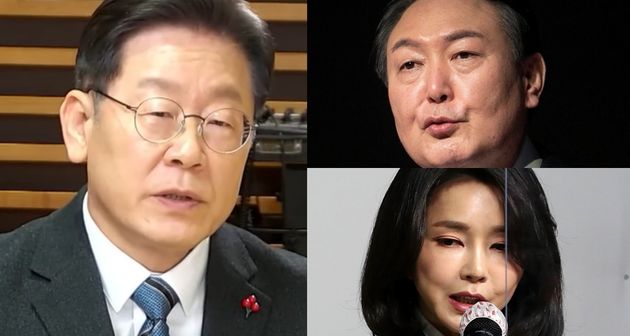 이재명 후보와 윤석열-김건희 부부.