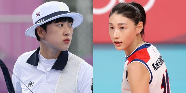2020 도쿄올림픽 당시 안산과 김연경.