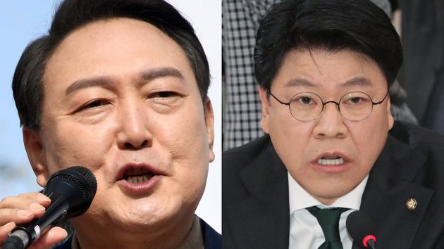 윤석열 국민의힘 대선 후보와 장제원 의원.