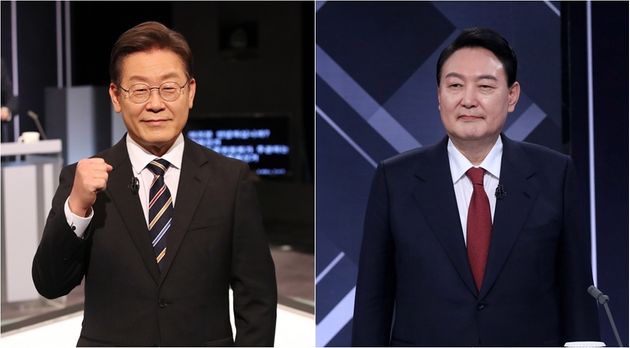 이재명 더불어민주당, 윤석열 국민의힘 대선 후보. 