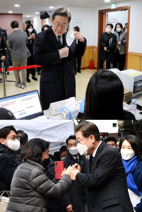 2022년 3월 4일 오전 10시 서울 광화문에서 '제 20대 대통령 선거' 사전 투표 마친 이재명 후보.