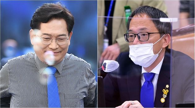 서울시장 출마를 선언했던 송영길 전 민주당 대표와 박주민 의원. 
