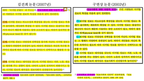 김건희씨 논문과 구연상 교수의 논문 유사성 분석 (출처 : 구연상 교수 페이스북) 
