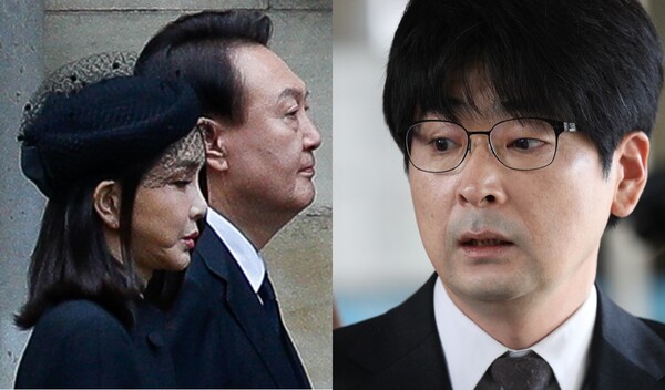 영국 여왕 장례식에 참석한 윤석열 대통령 부부(좌), 탁현민 전 청와대 의전 비서관 출처: 뉴스1