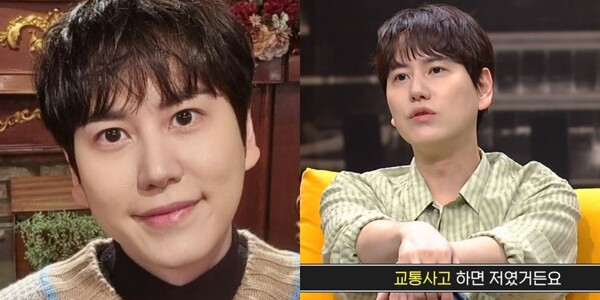 규현은 "10년 전에 교통사고 하면 저였다"며 2007년 당시 중앙선을 침범한 트럭에 교통사고 당했던 힘든 기억을&nbsp;회상했다. (출처: 규현 인스타그램/ JTBC)