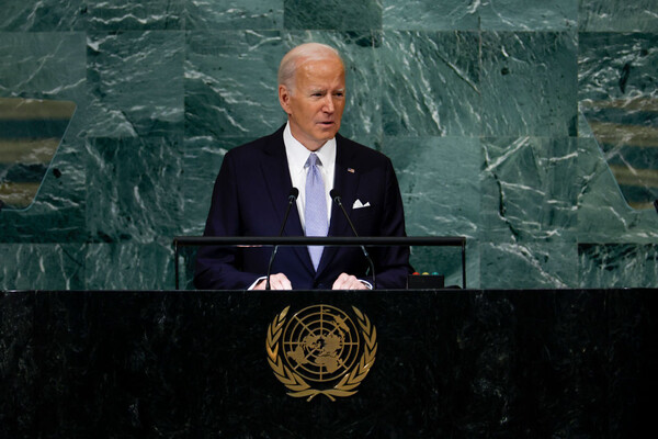 [자료사진] 2022년 9월 22일 뉴욕에서 열린 UN총회 단상에 오른 조 바이든 미국 대통령. 출처: 게티 이미지