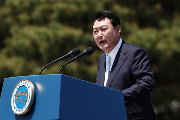 취임식 당시 윤 대통령. 출처 : 뉴스1