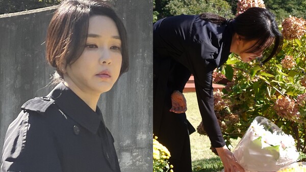 정민이 묘소를 찾은 김건희 여사. 출처: 뉴스1