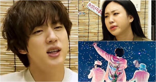 눈 풀린 BTS 진과 이영지 ⓒ차쥐뿔/BTS공식인스타그램