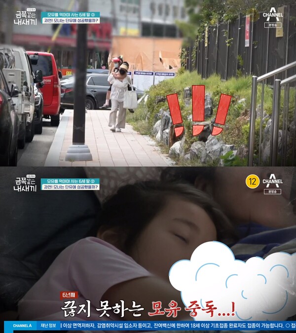 하루 종일 엄마와 붙어 있는 금쪽이. ⓒ채널A