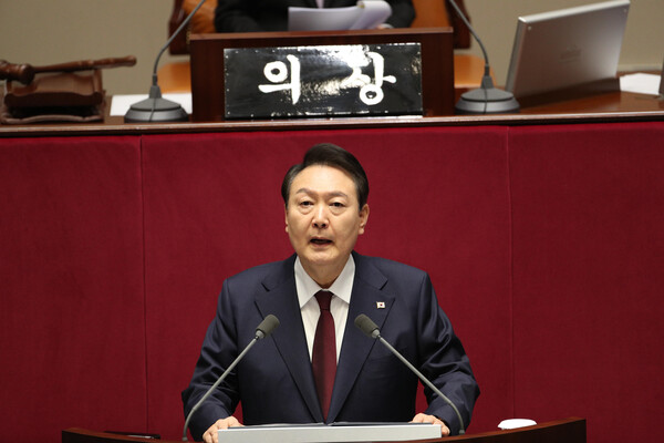 윤석열 대통령이 25일 오전 국회 본회의장에서 내년도 정부 예산안에 대한 시정연설을 하고 있다. (2022.10.25) ⓒ뉴스1