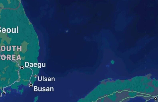 애플 지도에 표시되지 않은 독도의 모습. ⓒ서경덕 페이스북