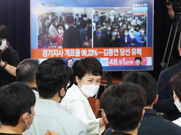 경기지사 후보로 출마한 김은혜 수석은 당시 김동연 더불어민주당 후보에 패배했다. ⓒ뉴스1
