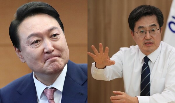 윤석열 대통령(좌), 김동연 경기지사(우) ⓒ뉴스1/한겨레 박종식 기자