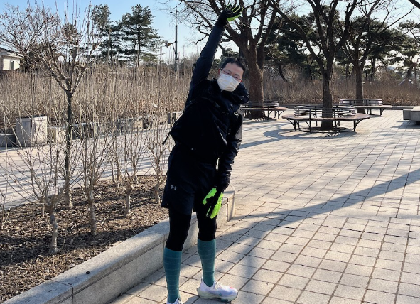 2021년 1월 1일 달리기. 야외 마스크를 벗지 못했다. ⓒ박재용 통번역가 제공