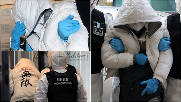 코로나19 확진 판정 후 호텔 격리를 거부하고 달아난 40대 중국인이 지난 5일 서울에서 검거된 모습. ⓒ뉴스1