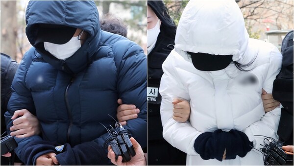 초등학교 5학년생(12) 아들을 학대해 숨지게 한 혐의로 구속된 친부(40)와 계모(43).&nbsp;ⓒ뉴스1