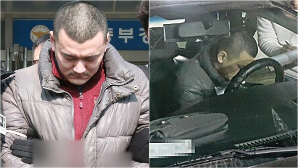 용인 일가족 살인사건 피의자 김성관이 현장검증을 위해&nbsp; 나서는 모습.&nbsp;ⓒ뉴스1