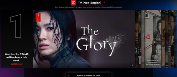 ‘넷플릭스 톱 10’ 사이트에 나온 '더 글로리' 파트2 순위. ⓒ넷플릭스 톱 10 사이트