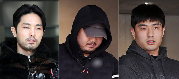 (기사 이해를 돕기 위한 자료사진)'강남 납치·살해 사건'의 피의자 이경우(왼쪽부터), 황대한, 연지호가 9일 서울 강남구 수서경찰서에서 검찰로 송치되고 있다. ⓒ뉴스1