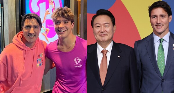 쥐스탱 트뤼도 캐나다 총리와 그의 아들,&nbsp;트뤼도 총리와 윤석열 ⓒ캐나다 총리 공식 인스타그램 (@justinpjtrudeau), 뉴스1