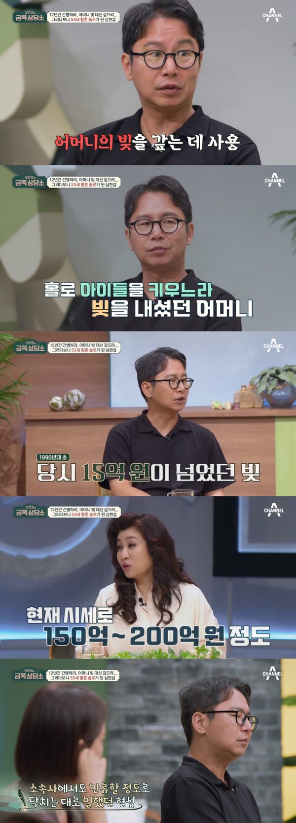 빚을 갚기 위해 닥치는 대로 일을 했던 과거의 심현섭. ⓒ채널A ‘오은영의 금쪽 상담소’
